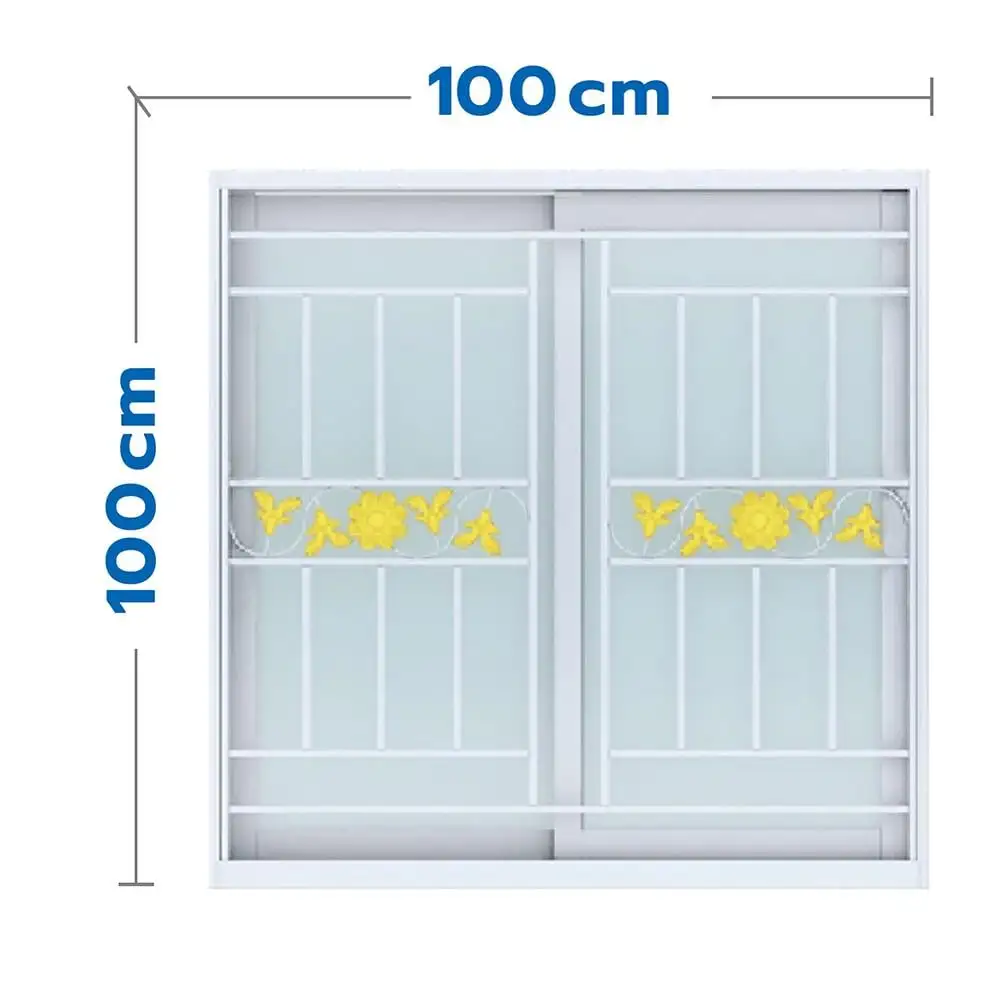 หน้าต่างบานเลื่อน UPVC S-S เหล็กดัด มุ้ง WINDOW ASIA ลายทานตะวัน (สี) 100X100 ซม. สีขาว-1