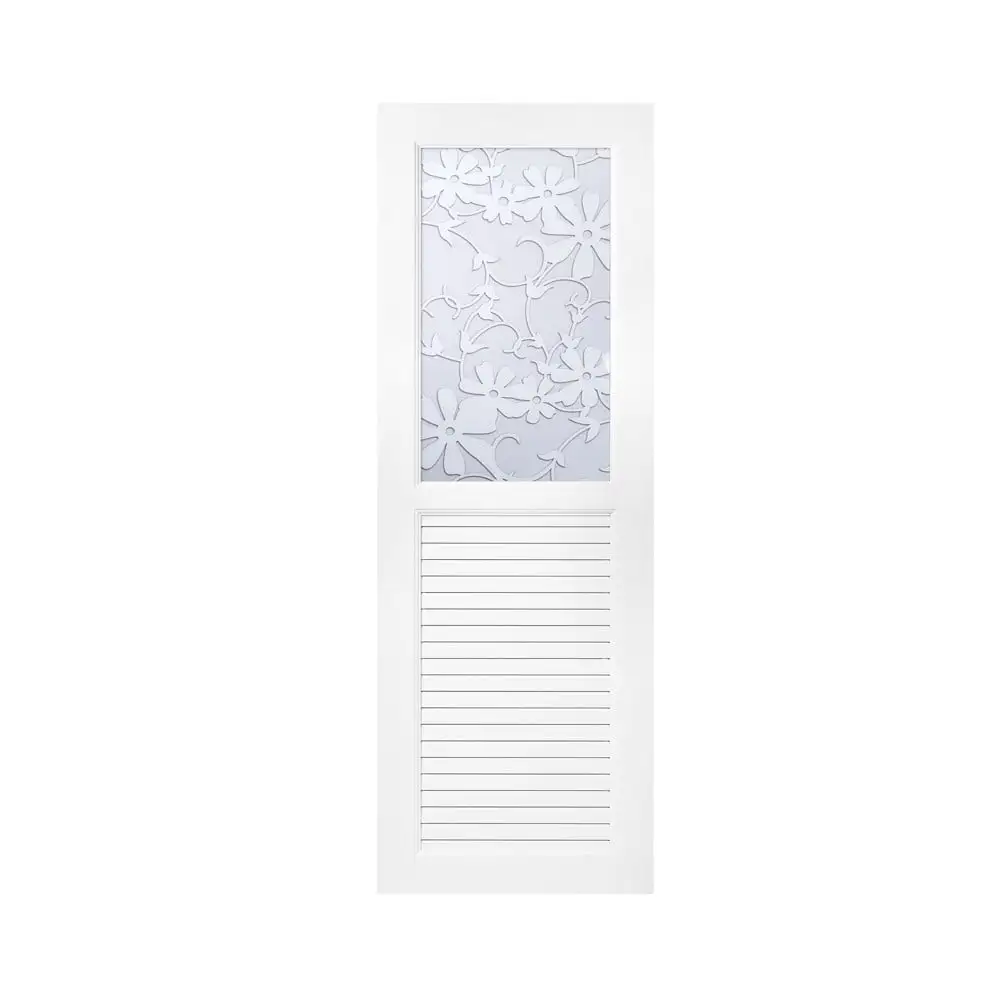 ประตูห้องน้ำ UPVC ไม่เจาะลูกบิด ASARA G931 ดอกไม้ขาว 70x200 ซม. สีขาว-1
