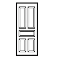 ประตู ไฟเบอร์กลาส มอก. QFiberDoor 5ตรง รองพื้น