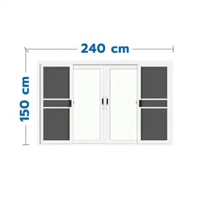 หน้าต่างบานเลื่อน อะลูมิเนียม 4 บาน LYNN GRAND PANO 240X150 ซม. สีขาว-1
