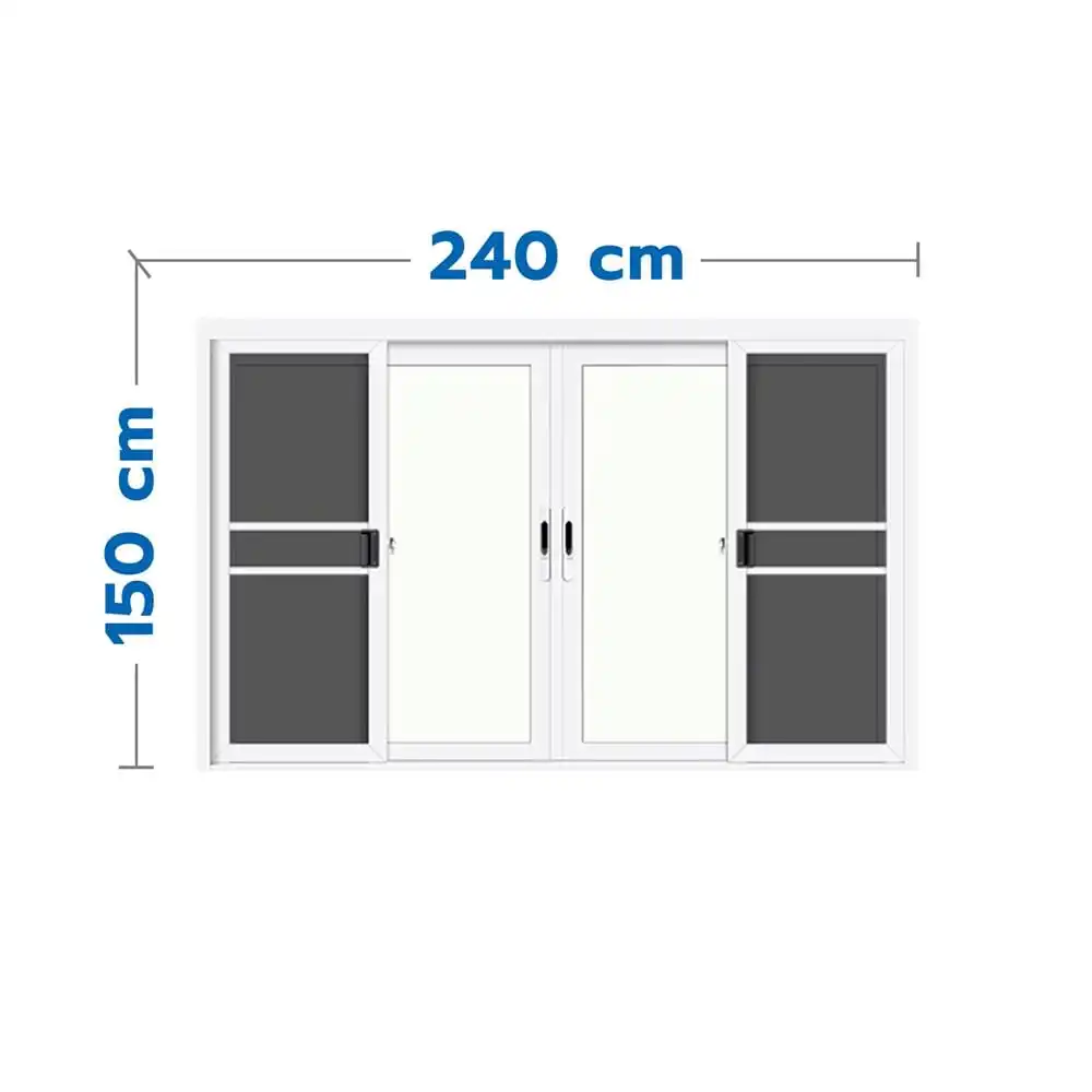 หน้าต่างบานเลื่อน อะลูมิเนียม 4 บาน LYNN GRAND PANO 240X150 ซม. สีขาว-1