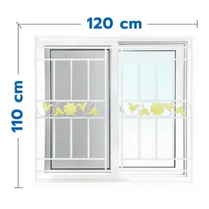 หน้าต่างบานเลื่อน UPVC S-S เหล็กดัด มุ้ง WINDOW ASIA ลายทานตะวัน (สี) 120X110 ซม. สีขาว-1