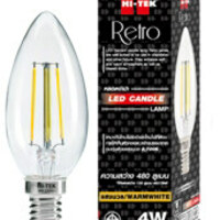 หลอดไฟ LED E14 4W สีเหลือง หลอดจำปา HI-TEK FILAMENT