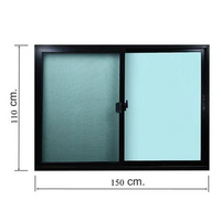 หน้าต่างบานเลื่อน อะลูมิเนียม S-S มุ้ง WINDOW ASIA F10 150X110 ซม. สีดำ