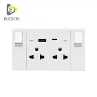 ชุดเต้ารับคู่มีสวิตช์+USB AC VERVE WH EL