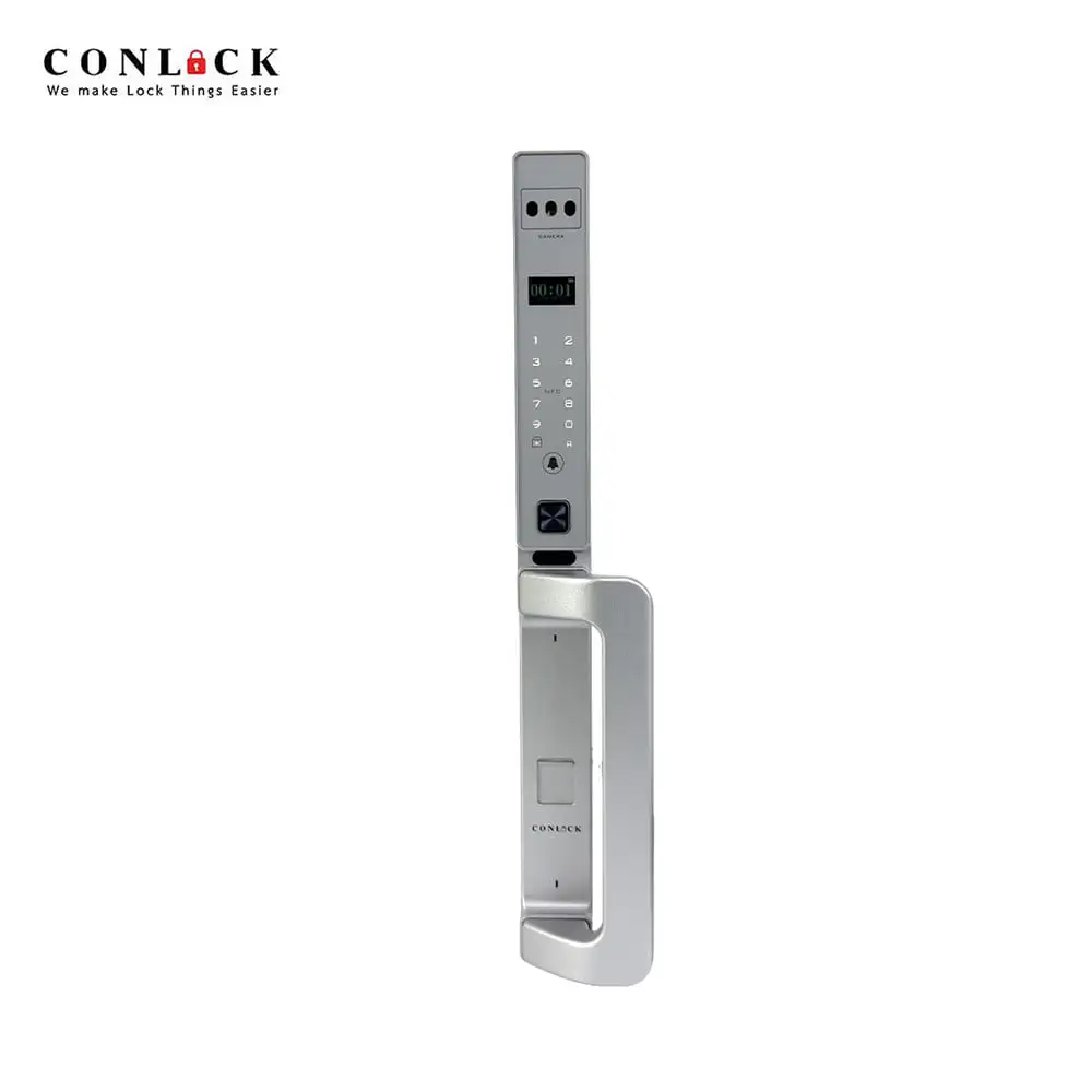 กลอนดิจิตอล CONLOCK XERCON CURVE สีเงิน-1