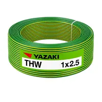 สายไฟ THW 2.5 ตร.มม. สีเขียวแถบเหลือง YAZAKI