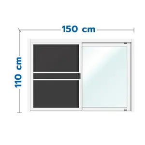 หน้าต่างบานเลื่อน อะลูมิเนียม S-S มุ้ง LYNN OK 150X110 ซม. สีขาว-1