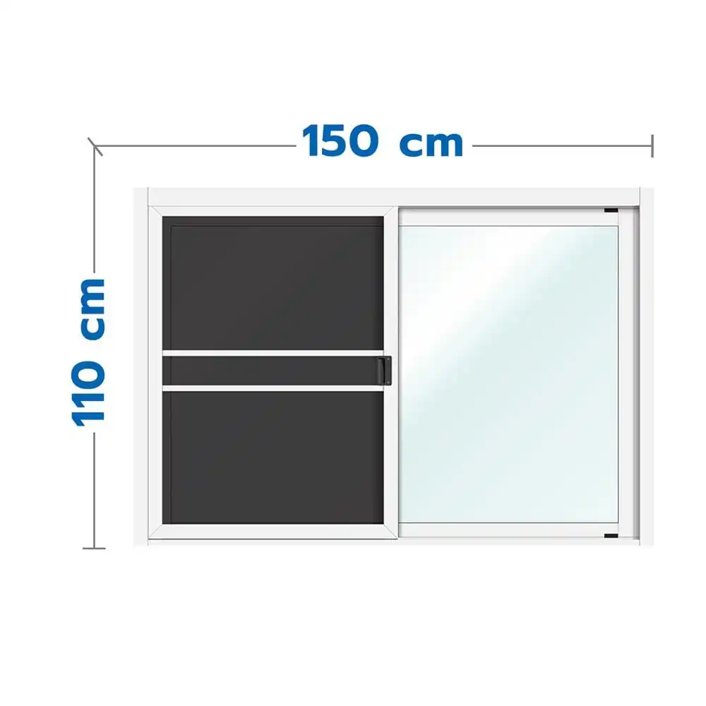 หน้าต่างบานเลื่อน อะลูมิเนียม S-S มุ้ง LYNN OK 150X110 ซม. สีขาว-1