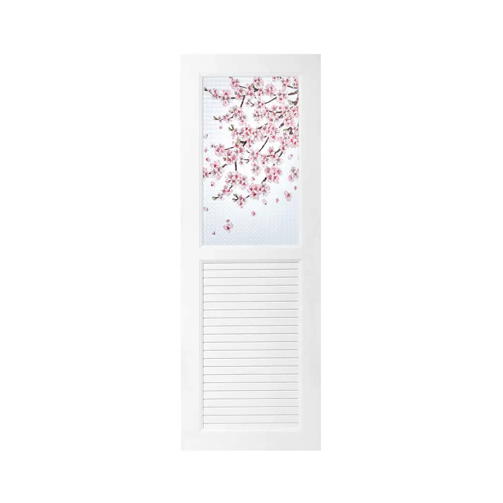 ประตูห้องน้ำ UPVC ไม่เจาะลูกบิด ASARA G925 ดอกซากุระ 70x200 ซม. สีขาว-1