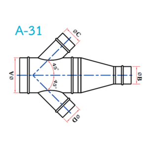 อุปกรณ์ท่อลม A-31 4ทางเฉียง+ข้อลด-1