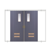 ประตูเหล็ก DoorTech บานสไลด์ บานคู่ ED-01 Hair Line Two Tone
