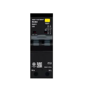 เบรกเกอร์กันดูด 63 แอมป์ RCBO SAFE T CUT 2 Pole 30mA 10kA รุ่น RAS11 (TYPE AC) สีดำ (888191100012)