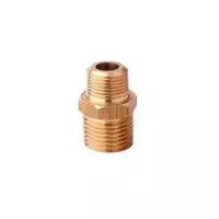 Brass nipple reducer (P) model K5N322-9-015-010-5-P size 1/2 x 3/8 inch, brass color