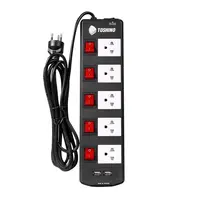Power strip 5 sockets 5 switches 2 USB TIS515USB-3M