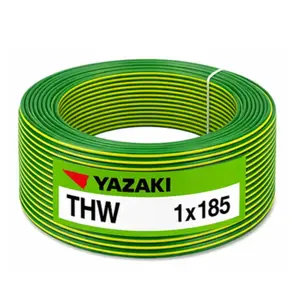 สายไฟ THW 1x185 ตร.มม. สีเขียวแถบเหลือง YAZAKI (แบ่งขายเป็นเมตร)