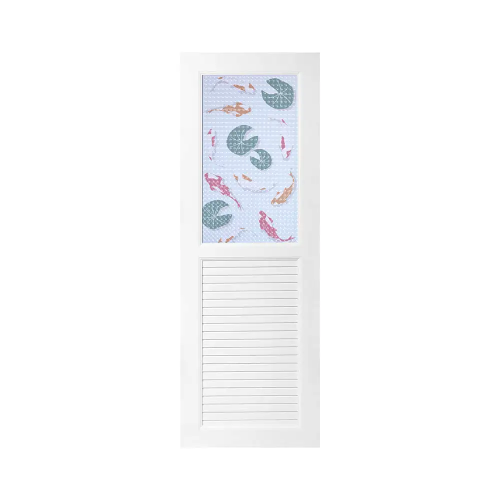 ประตูห้องน้ำ UPVC ไม่เจาะลูกบิด AZLE AZ111 KOI FISH 70x200 ซม. สีขาว-1