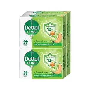สบู่ก้อน DETTOL ไฮเดรทติ้ง เมลอน 60 กรัม (แพ็ก 4 ชิ้น) (1307560)