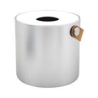 TISSUE BOX LEATHER HANDLE KECH SILVER