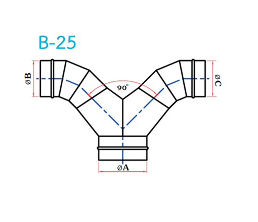 อุปกรณ์ท่อลม B-25 ขากางเกง+ข้องอ-1