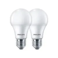 Philips Essential E27 7W Warm White LED Bulbs (Pack of 2)
