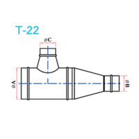 อุปกรณ์ท่อลม T-22 3ทางT+ข้อลด