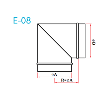 อุปกรณ์ท่อลม E-08 ข้องอฉาก 90-1
