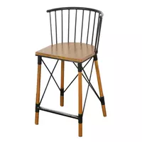 TEAKWOOD BAR ROUND LEG CHAIR