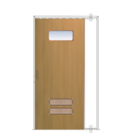 ประตูเหล็ก DoorTech บานสไลด์ บานเดี่ยว ND-05 Water-Ash