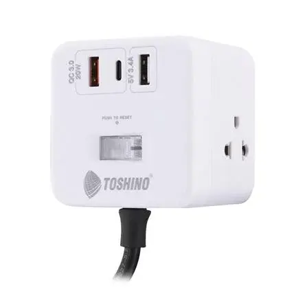 4-socket power strip, 1 switch, 2 USB, 1 PD20W, 2M TOS-1
