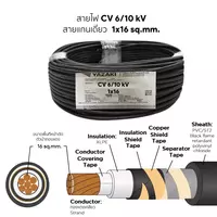 สายไฟ CV 1x16 ตร.มม. YAZAKI 6/10 kV