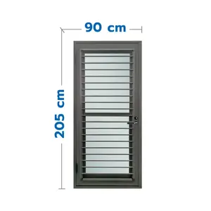 ALUMINUM VENTILATION DOOR SET SANKYOALUMI J-TRUST VENTILATION 90x205CM SAHARA GREY COMPLETE WITH FRAME-HINGES-KNOB-DOOR CLOSER-1