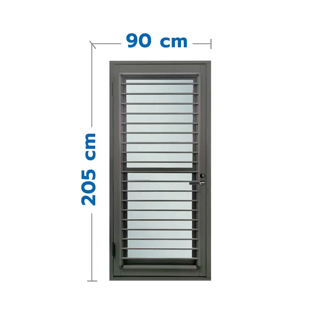 ALUMINUM VENTILATION DOOR SET SANKYOALUMI J-TRUST VENTILATION 90x205CM SAHARA GREY COMPLETE WITH FRAME-HINGES-KNOB-DOOR CLOSER-1