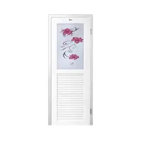 ชุดประตูห้องน้ำพร้อมวงกบ UPVC ไม่เจาะลูกบิด ASARA G922 ลายดอกไม้แดง 70x180 ซม. สีขาว