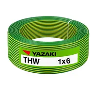 สายไฟ THW 6 ตร.มม. สีเขียวแถบเหลือง YAZAKI