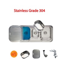 DURAFORM 2-hole stainless steel sink, grade 304, model Combi 2 (No taps)