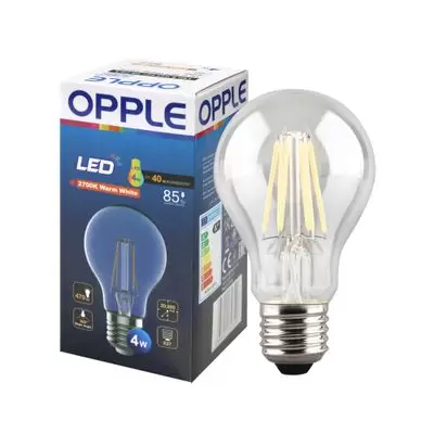 หลอดไฟ LED Filament ทรงกลม A60 E27 4W Warm White รุ่น EA60E27-4WFILAWWCTTR-1