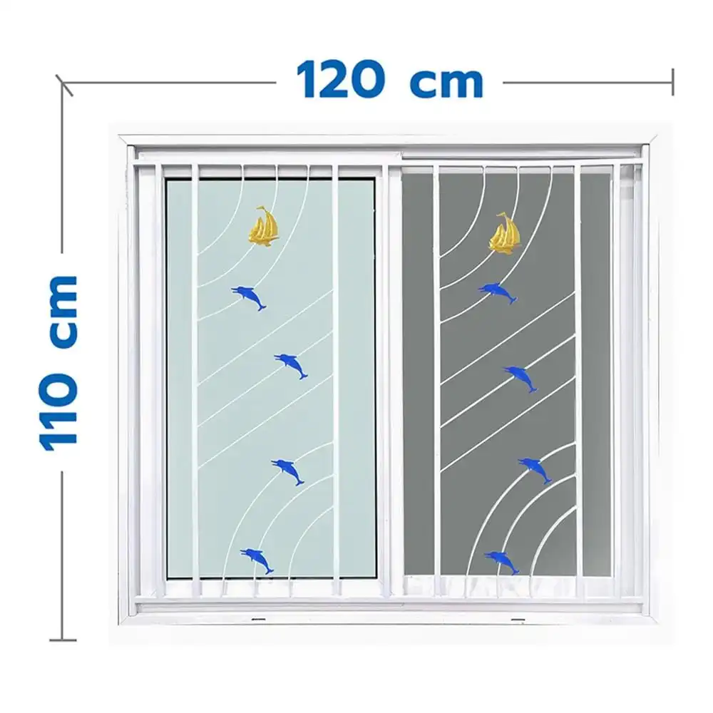 หน้าต่างบานเลื่อน UPVC S-S เหล็กดัด มุ้ง WINDOW ASIA ลายทะเล (สี) 120X110 ซม. สีขาว-1