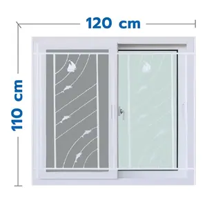 หน้าต่างบานเลื่อน UPVC S-S เหล็กดัด มุ้ง WINDOW ASIA ลายทะเล (ขาว) 120X110 ซม. สีขาว-1