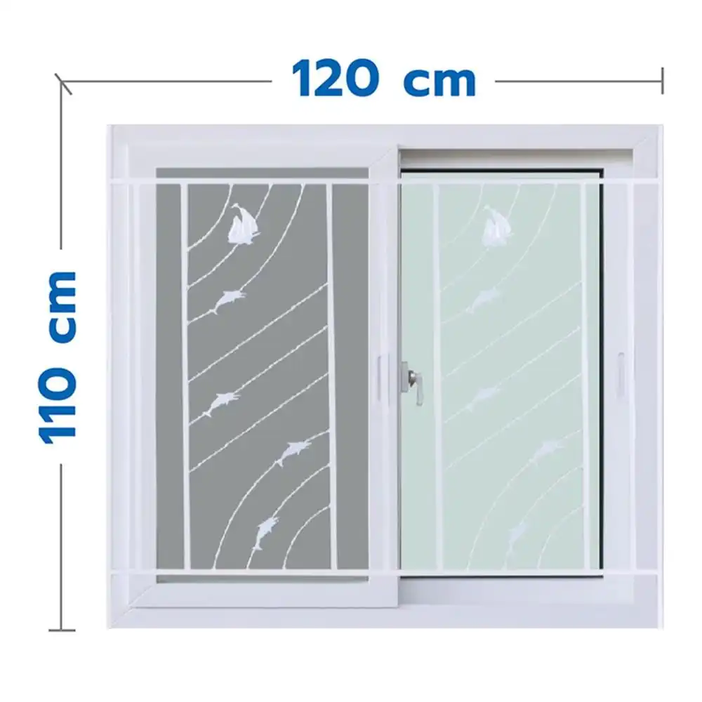 หน้าต่างบานเลื่อน UPVC S-S เหล็กดัด มุ้ง WINDOW ASIA ลายทะเล (ขาว) 120X110 ซม. สีขาว-1