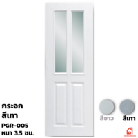 ประตูบานเปิด UPVC Polywood เทาเสี้ยนไม้ กระจก PGR-005 สำหรับภายนอก