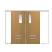 ประตูเหล็ก DoorTech บานสไลด์ บานคู่ ND-05 Water-Ash