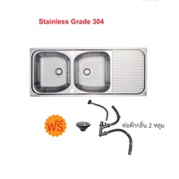 DURAFORM 2-hole stainless steel sink, 1 dish rack, grade 304, Bella 2D model (No taps)