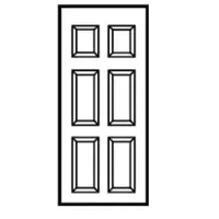 ประตู ไฟเบอร์กลาส มอก. Q Fiber Door 6ตรง รองพื้น