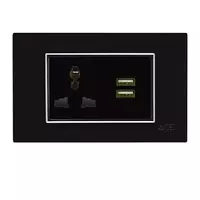 Universal plug with USB port, SCUNIUB model, black