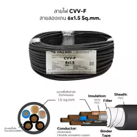 สายไฟ CVV-F 6x1.5 ตร.มม. YAZAKI 100 เมตร