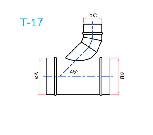 อุปกรณ์ท่อลม T-17 3ทางTY-1