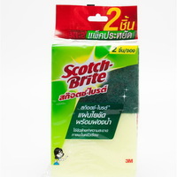 ฟองน้ำพร้อมใยขัด SCOTCH-BRITE 3x4 นิ้ว แพ็ก 2 ชิ้น