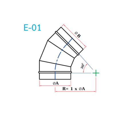 อุปกรณ์ท่อลม E-01 ข้องอ 30-1