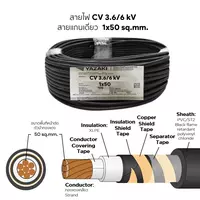 สายไฟ CV 1x50 ตร.มม. YAZAKI 3.6/6 kV